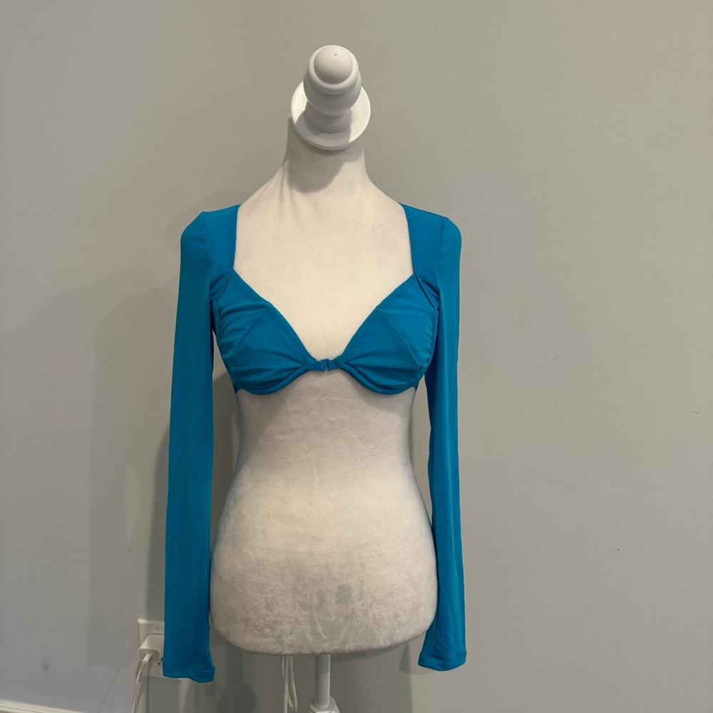 TIC TOC Blue Long Sleeve Crop Top